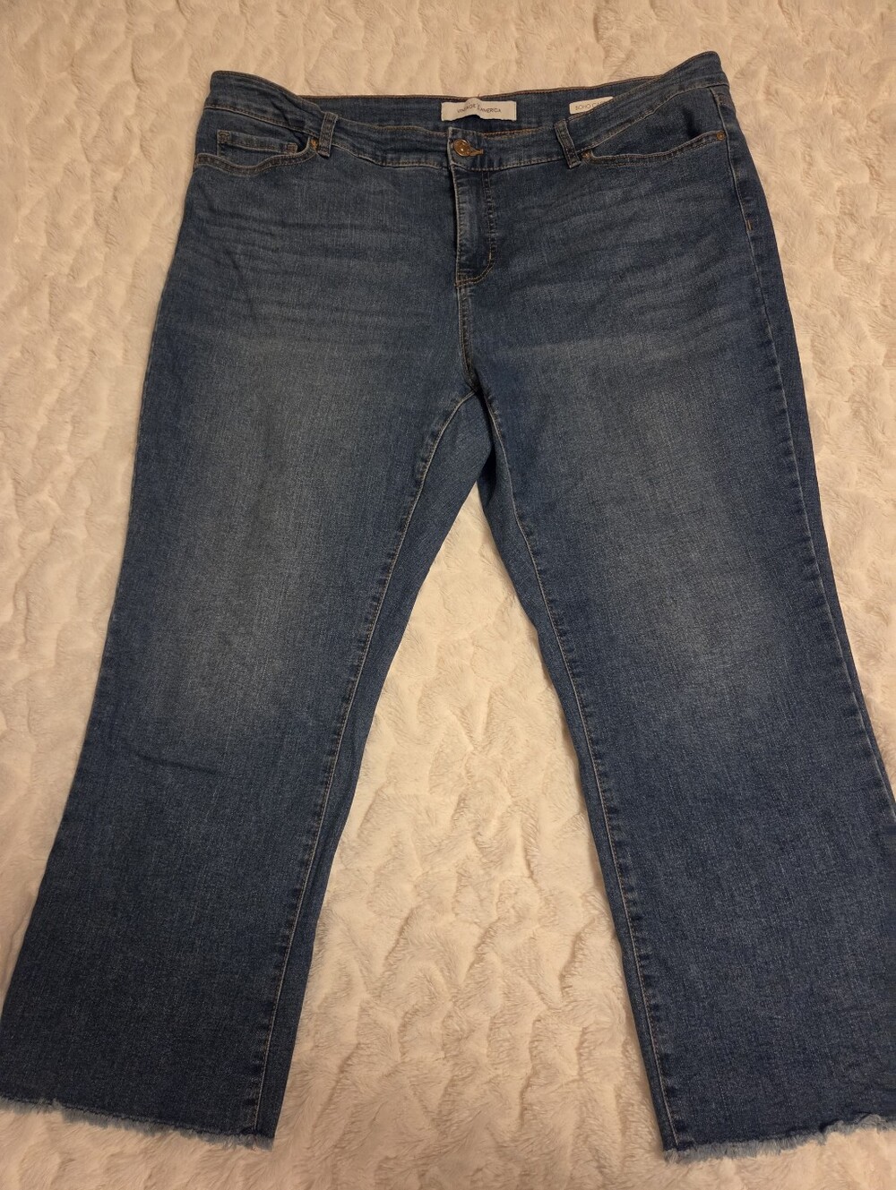 Vintage America Boho Capri Jeans With Fringe Hem Size 18W
